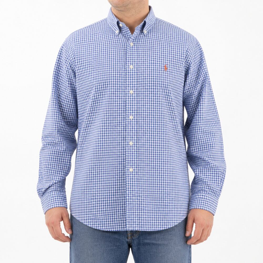 Ralph Lauren Shirt Mens XL Gingham Check Button Long Sleeve Classic Fit *flaw